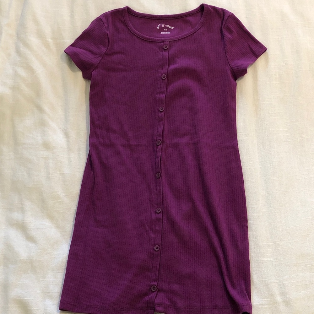 Purple Girls M(8) Art Class Button-Down Dress